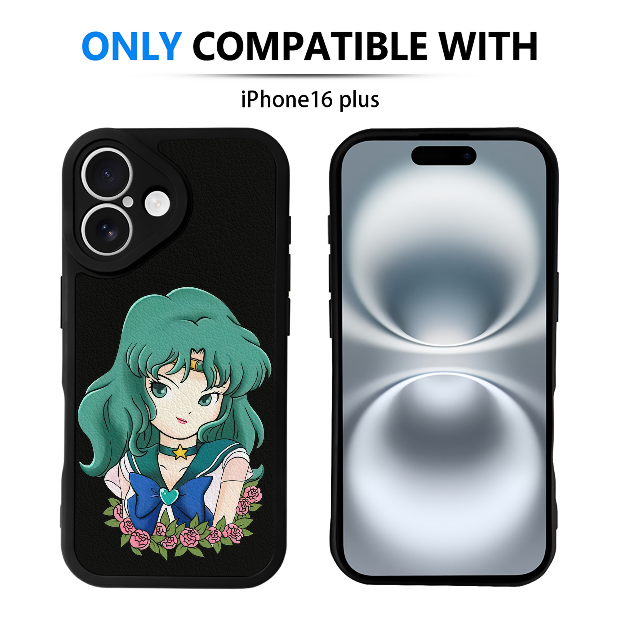（画像用） 美少女戦士セーラームーン 海王 みちる（かいおう みちる） Sailor Moon Kaiou Michiru 【iPhone 16シリーズ対応】シリコンスマホケース（レザー調） 材質：シリコン